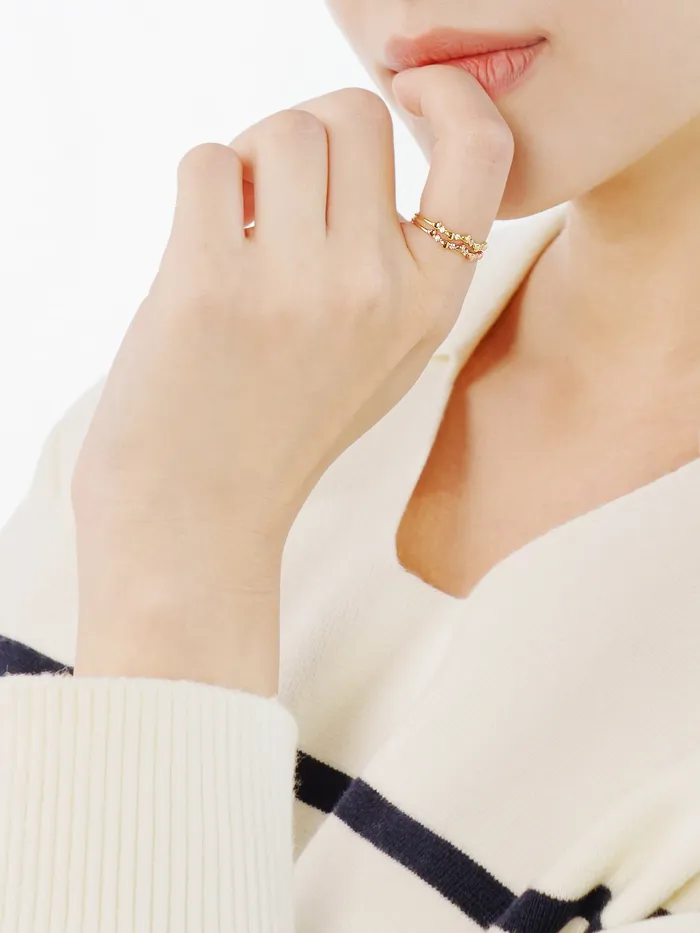 MinimalBijoux 14K 18K Minimi Heart Cubic Layered Ring Rings