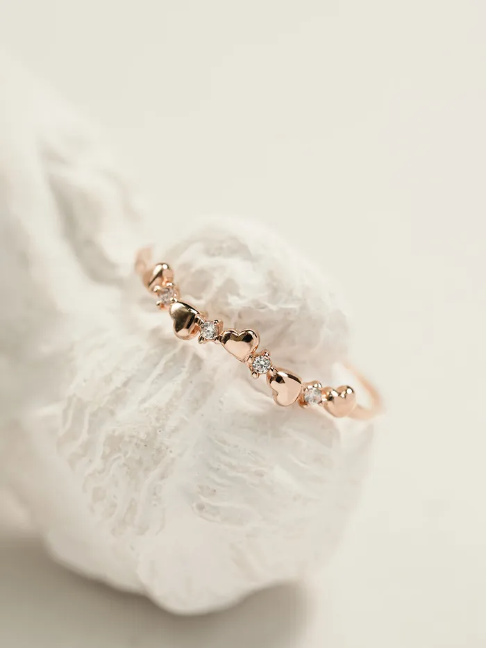 MinimalBijoux 14K 18K Minimi Heart Cubic Layered Ring Rings