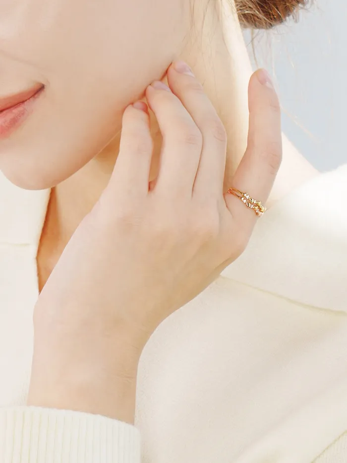 MinimalBijoux 14K 18K Minimi Heart Cubic Layered Ring Rings