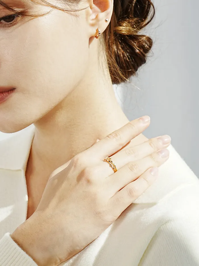 MinimalBijoux 14K 18K Minimi Heart Cubic Layered Ring Rings