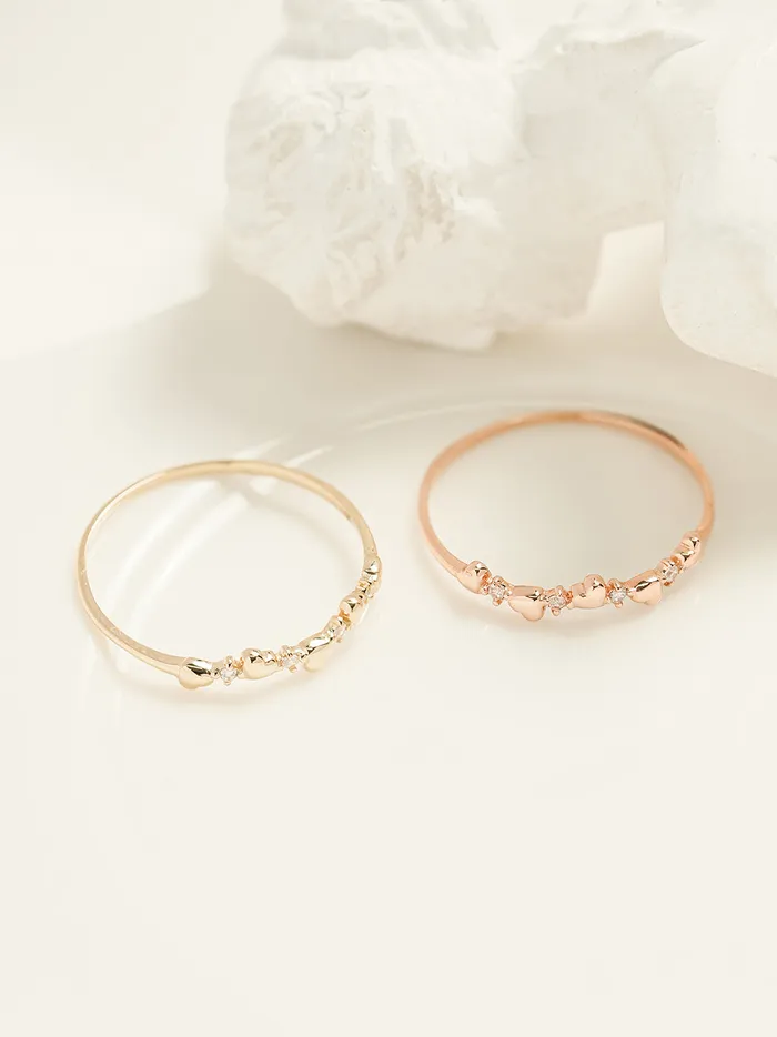 MinimalBijoux 14K 18K Minimi Heart Cubic Layered Ring Rings