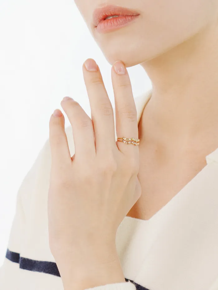 MinimalBijoux 14K 18K Minimi Heart Cubic Layered Ring Rings