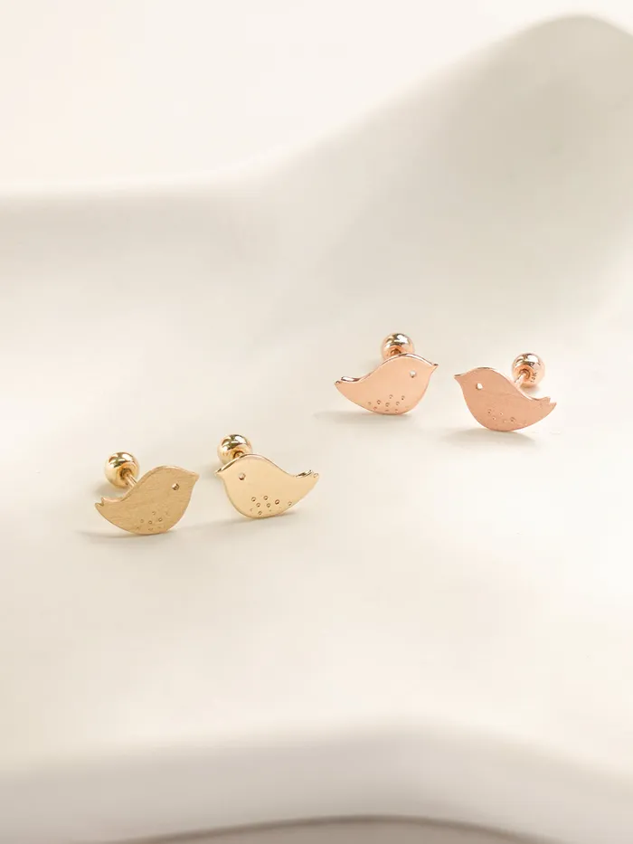 MinimalBijoux Earrings 14K Gold Cutey Bird Cartilage Earring 20G18G16G