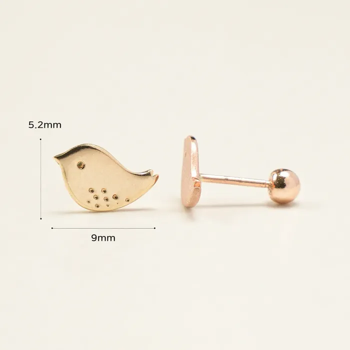MinimalBijoux Earrings 14K Gold Cutey Bird Cartilage Earring 20G18G16G