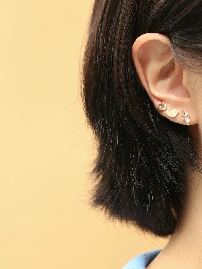 MinimalBijoux Earrings 14K Gold Cutey Bird Cartilage Earring 20G18G16G