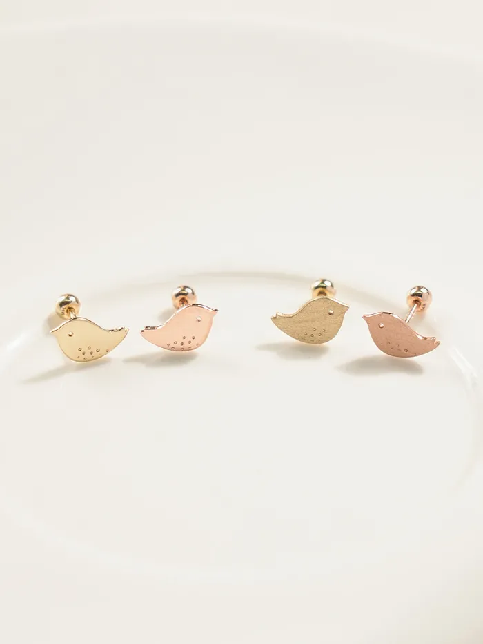 MinimalBijoux Earrings 14K Gold Cutey Bird Cartilage Earring 20G18G16G