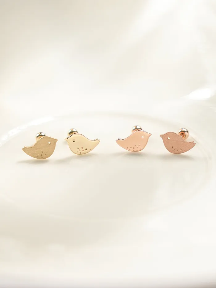 MinimalBijoux Earrings 14K Gold Cutey Bird Cartilage Earring 20G18G16G