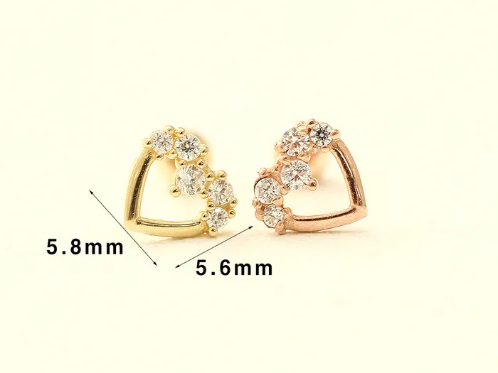 MinimalBijoux Earrings 14K gold Heart Cubic cartilage earring 20g