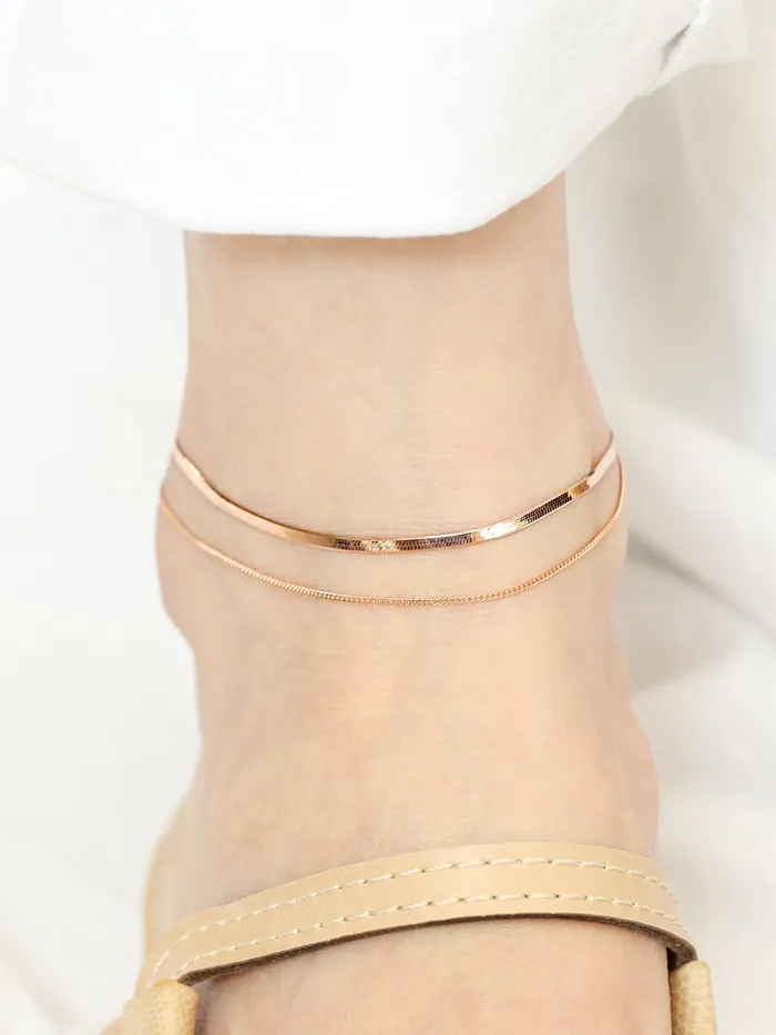 MinimalBijoux PreStyled Sets 14K 18K Gold Snake Chain Anklet