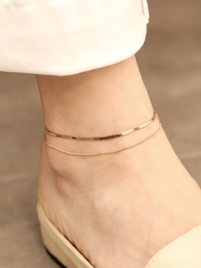 MinimalBijoux PreStyled Sets 14K 18K Gold Snake Chain Anklet