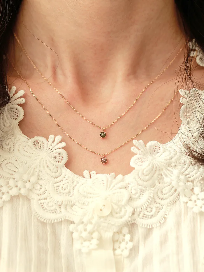 Necklaces 14K 18K Gold Rough Diamond Necklace MinimalBijoux