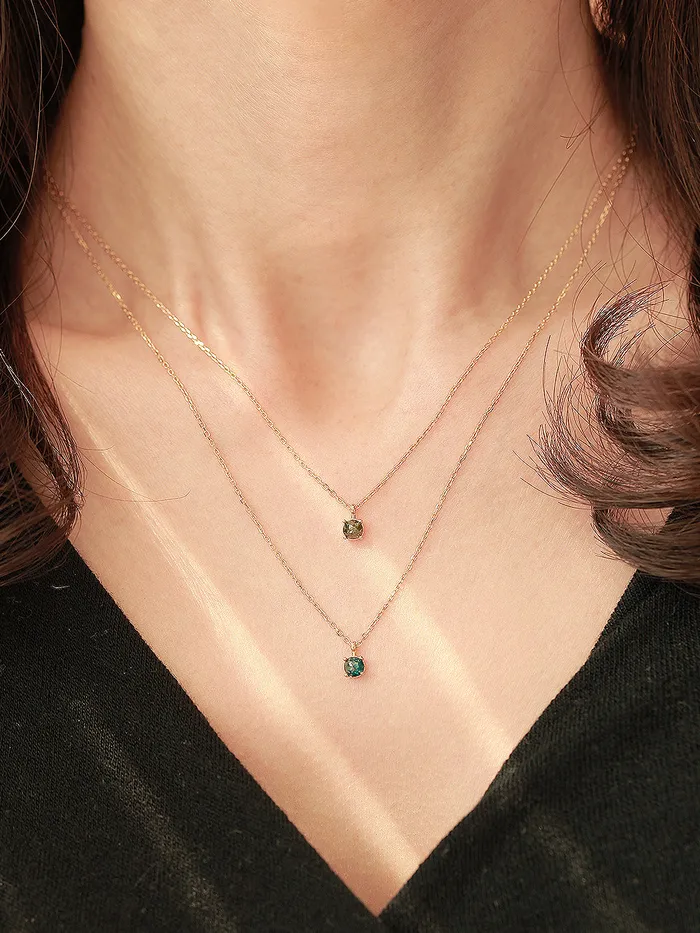 Necklaces 14K 18K Gold Rough Diamond Necklace MinimalBijoux