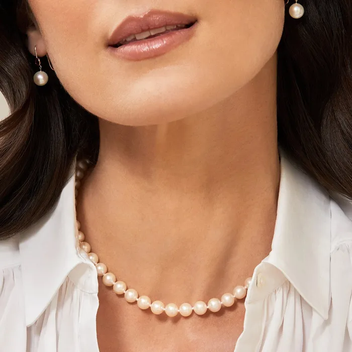 Necklaces SPT 7075mm White Freshwater Pearl Necklace AAA Quality