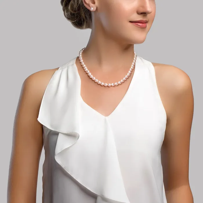 Necklaces SPT 7075mm White Freshwater Pearl Necklace AAA Quality