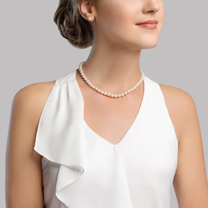 Necklaces SPT White Japanese Akoya Choker Length Pearl Necklace 6570mm AA Quality