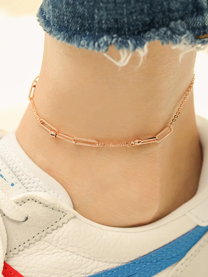 PreStyled Sets MinimalBijoux 14K 18K Gold Cutting Ball Mixed Clip Chain Anklet