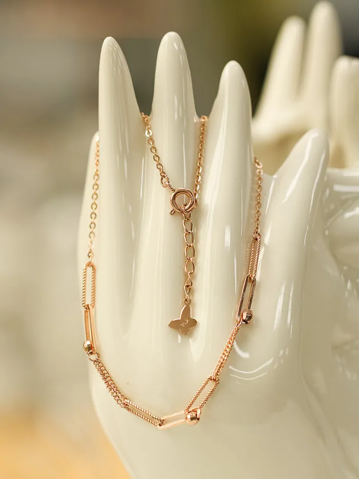 PreStyled Sets MinimalBijoux 14K 18K Gold Cutting Ball Mixed Clip Chain Anklet