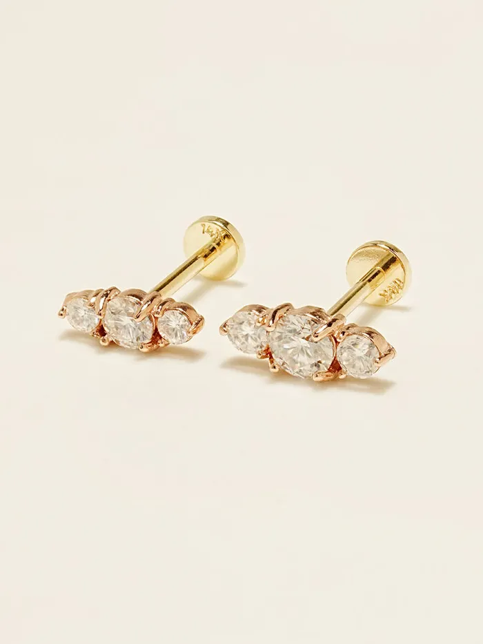 PreStyled Sets MinimalBijoux 14K Gold Moissanite Planet Internally Threaded Labret Piercing 20G18G16