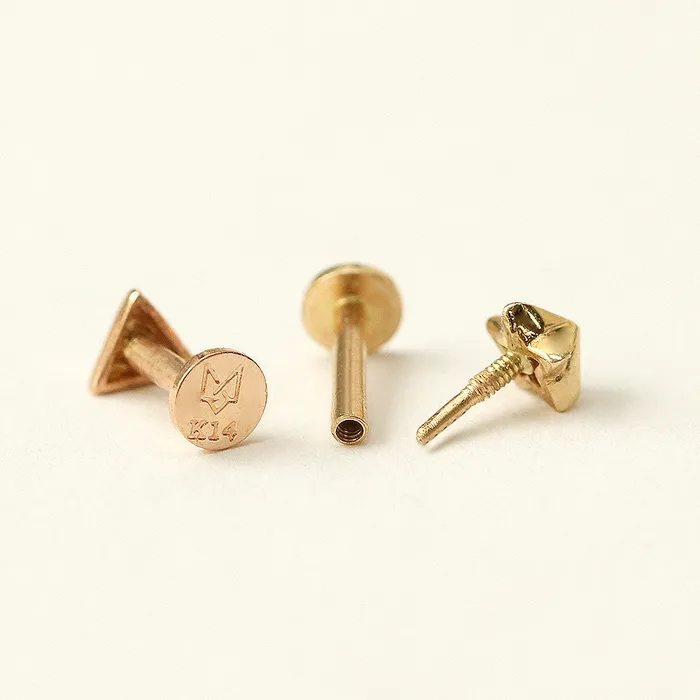 PreStyled Sets MinimalBijoux 14K Gold Tiny Pyramid Internally Threaded Labret Piercing 18G16G