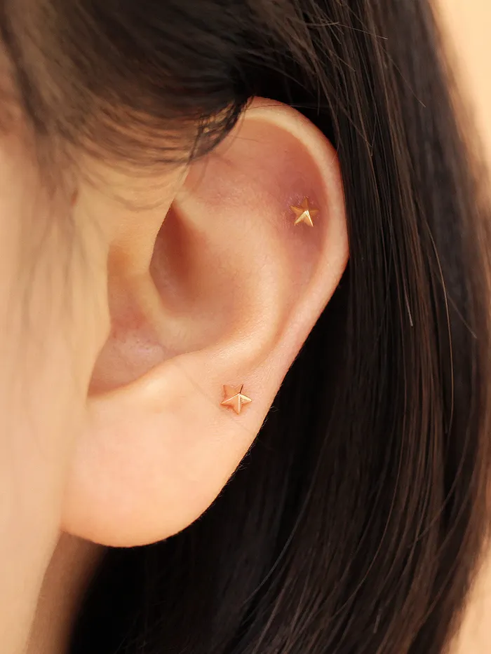 PreStyled Sets MinimalBijoux 14K Gold Tiny Pyramid Internally Threaded Labret Piercing 18G16G