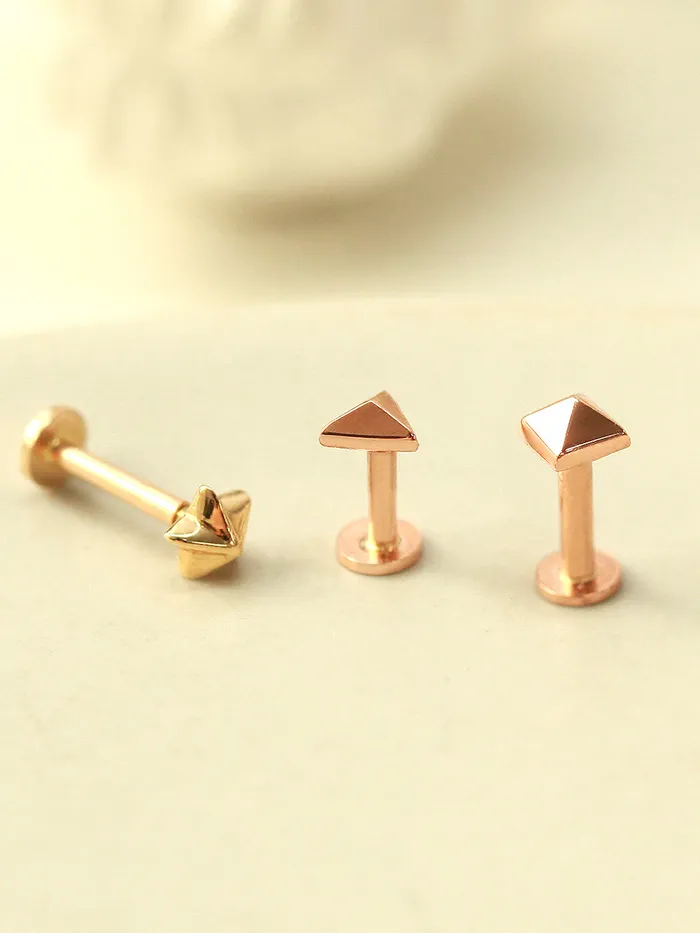 PreStyled Sets MinimalBijoux 14K Gold Tiny Pyramid Internally Threaded Labret Piercing 18G16G