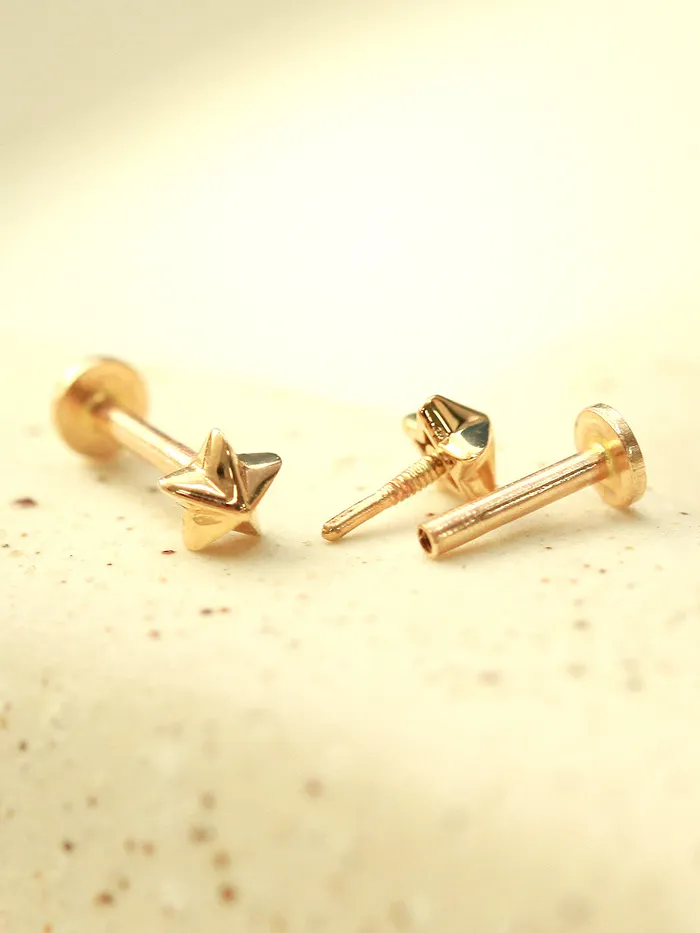 PreStyled Sets MinimalBijoux 14K Gold Tiny Pyramid Internally Threaded Labret Piercing 18G16G