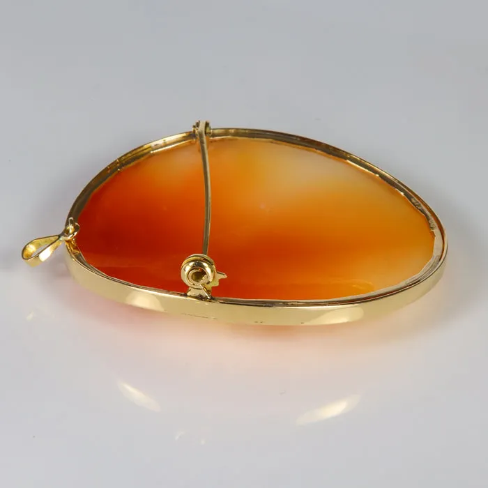 PreStyled Sets Moriartys Gem Art 14K Yellow Gold Floral Carved Shell PinPendant