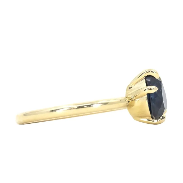 Rings Anueva Jewelry 156ct Deep Teal Blue Pear and Antique Old Mine Cut Diamond Ring in 18k Yellow Gold