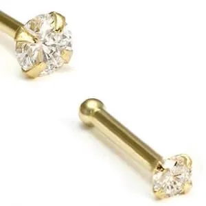Tulsa Body Jewelry PreStyled Sets 14k Gold Prong CZ Nose Bone