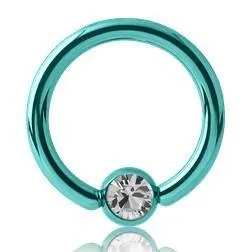 Tulsa Body Jewelry Rings 14g Titanium Captive CZ Disc Bead Ring