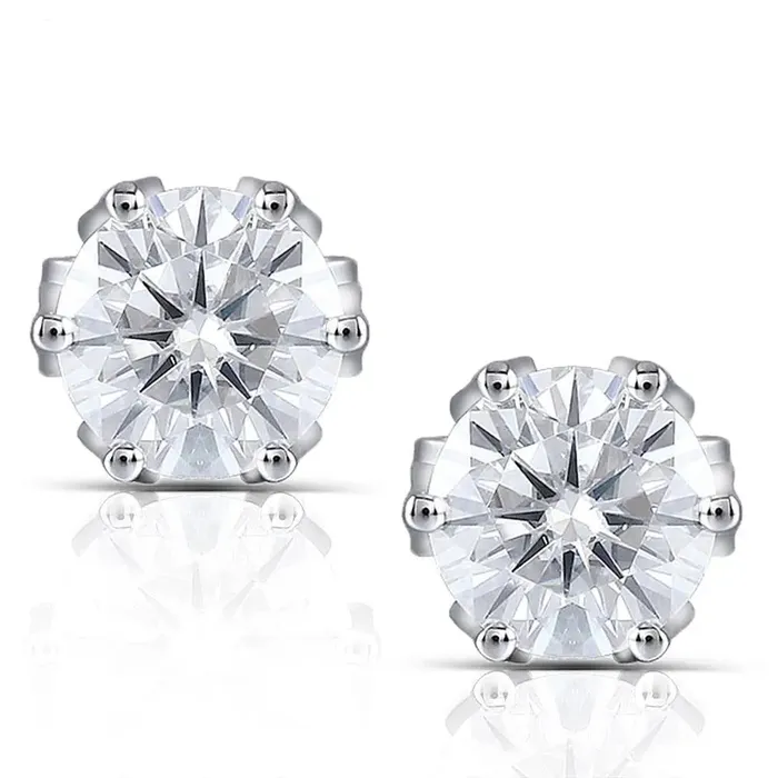 14k White Gold Flower Shaped Stud Moissanite Earrings 2ctw Luxus Moissanite Rings Jewelry Earrings 14k White Gold Flower Shaped Stud Moissanite Earrings 2ctw Luxus Moissanite Rings Jewelry Earrings