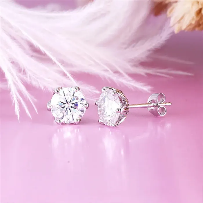 14k White Gold Flower Shaped Stud Moissanite Earrings 2ctw Luxus Moissanite Rings Jewelry Earrings 14k White Gold Flower Shaped Stud Moissanite Earrings 2ctw Luxus Moissanite Rings Jewelry Earrings
