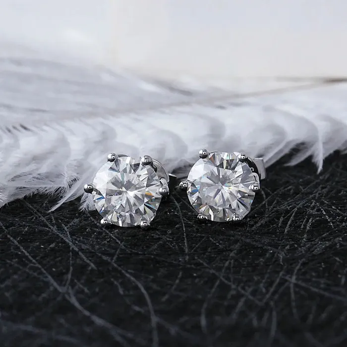 14k White Gold Flower Shaped Stud Moissanite Earrings 2ctw Luxus Moissanite Rings Jewelry Earrings 14k White Gold Flower Shaped Stud Moissanite Earrings 2ctw Luxus Moissanite Rings Jewelry Earrings