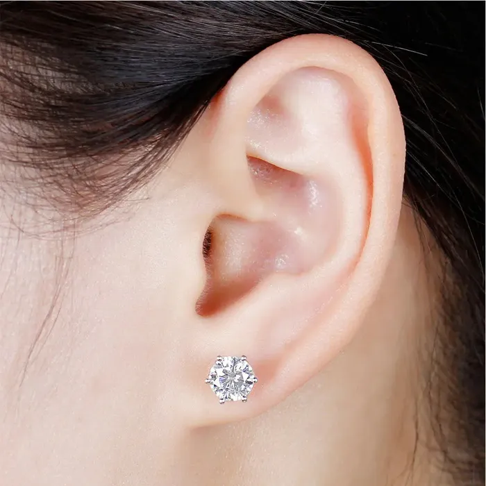 14k White Gold Flower Shaped Stud Moissanite Earrings 2ctw Luxus Moissanite Rings Jewelry Earrings 14k White Gold Flower Shaped Stud Moissanite Earrings 2ctw Luxus Moissanite Rings Jewelry Earrings