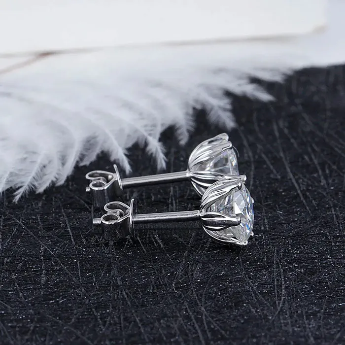 14k White Gold Flower Shaped Stud Moissanite Earrings 2ctw Luxus Moissanite Rings Jewelry Earrings 14k White Gold Flower Shaped Stud Moissanite Earrings 2ctw Luxus Moissanite Rings Jewelry Earrings