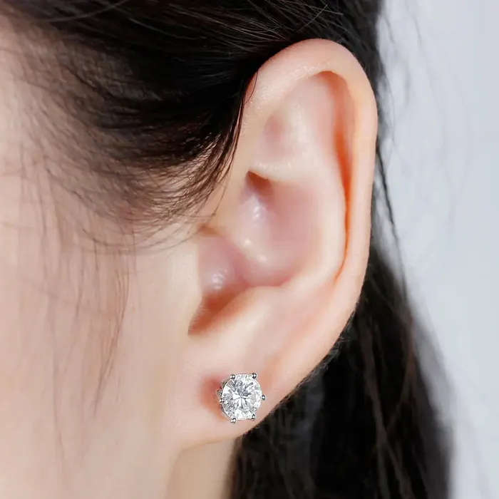 14k White Gold Flower Shaped Stud Moissanite Earrings 2ctw Luxus Moissanite Rings Jewelry Earrings 14k White Gold Flower Shaped Stud Moissanite Earrings 2ctw Luxus Moissanite Rings Jewelry Earrings