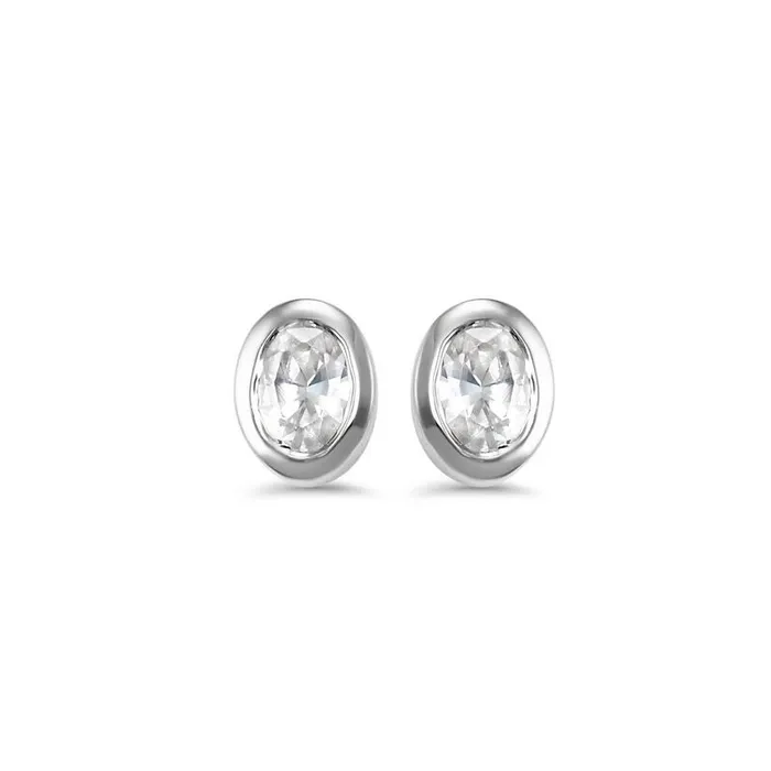 14K White Gold Oval Shaped Diamond Stud Earrings 016 CTW Gems One Earrings