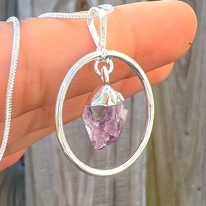 Amethyst Silver Pendant Necklace Magic Crystals Necklaces