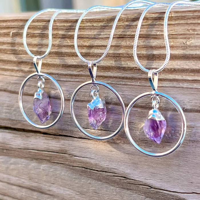 Amethyst Silver Pendant Necklace Magic Crystals Necklaces