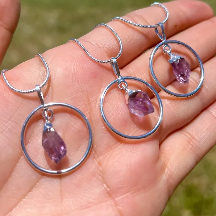 Amethyst Silver Pendant Necklace Magic Crystals Necklaces