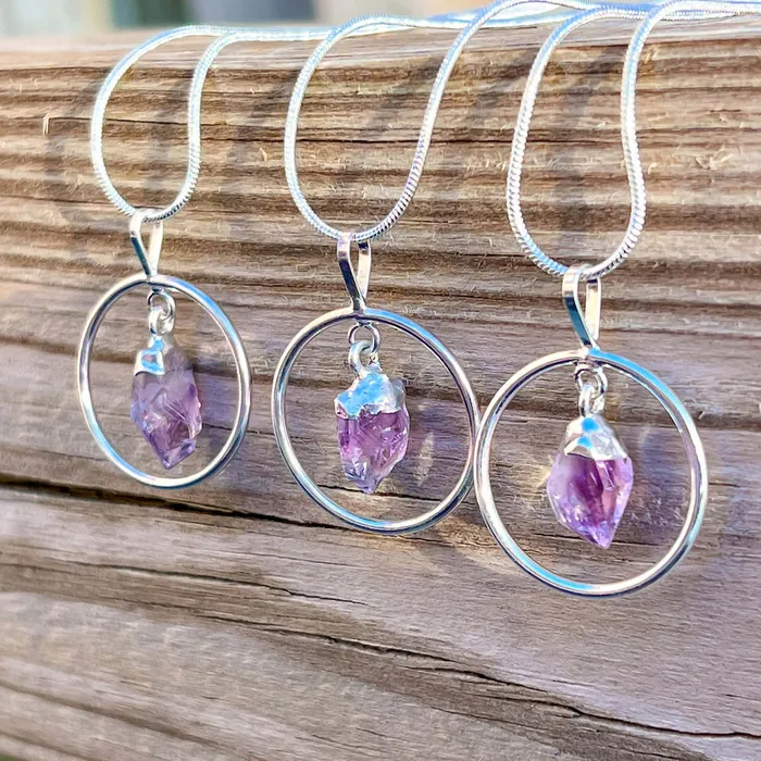 Amethyst Silver Pendant Necklace Magic Crystals Necklaces