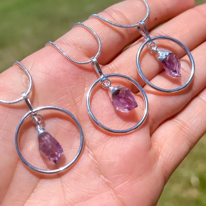Amethyst Silver Pendant Necklace Magic Crystals Necklaces