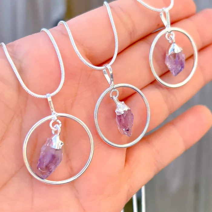 Amethyst Silver Pendant Necklace Magic Crystals Necklaces