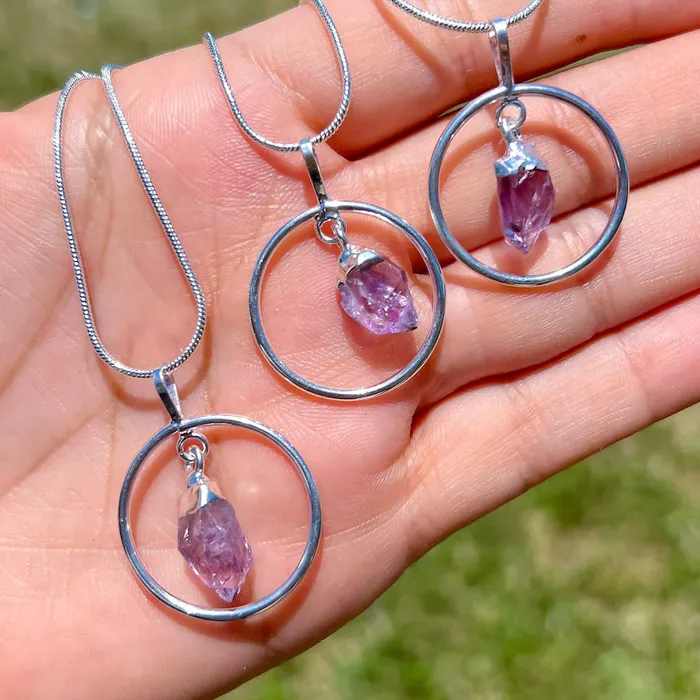 Amethyst Silver Pendant Necklace Magic Crystals Necklaces