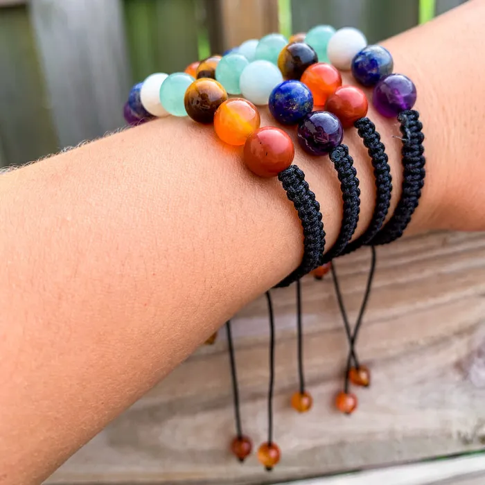 Bracelets Magic Crystals 7 Chakra Gemstone Adjustable Handmade Woven Cord Bracelet