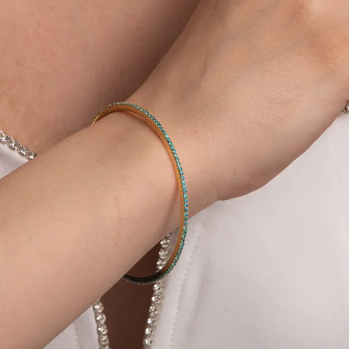 Circle of Love Aquamarine Silver Bangle SILVER Necklaces