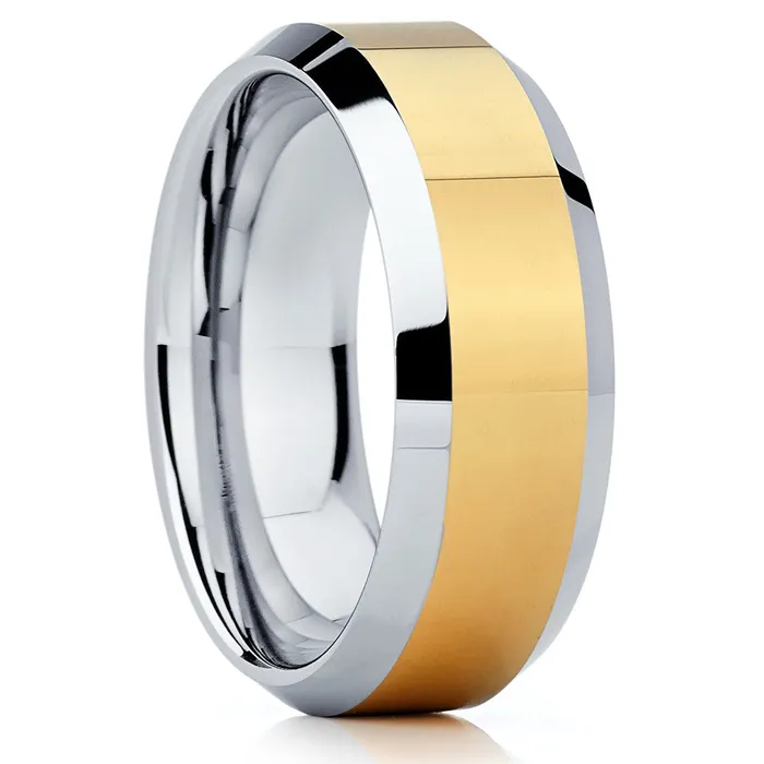 Clean Casting Jewelry Rings Tungsten Wedding Band Yellow Gold Tungsten Ring Yellow Gold Tungsten Band