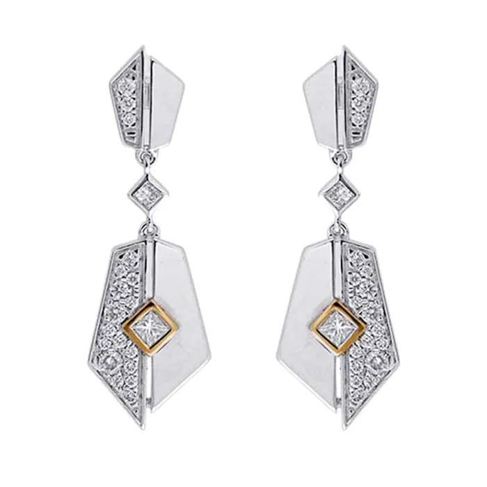 Earrings 14Kt White Yellow Gold Diamond 12Ctw Earring Gems One