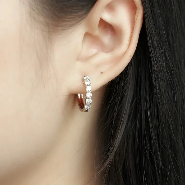 Earrings Luxus Moissanite Rings Jewelry Platinum Plated Silver Hoop Moissanite Earrings 24ctw Platinum Moissanite Earrings