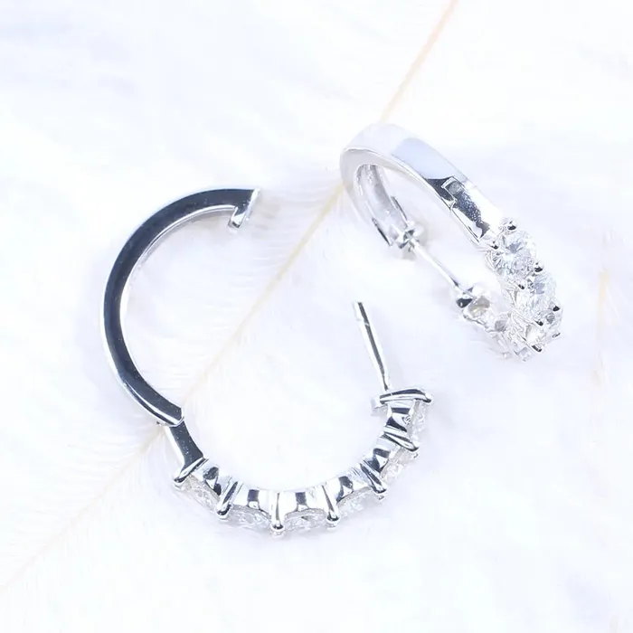 Earrings Luxus Moissanite Rings Jewelry Platinum Plated Silver Hoop Moissanite Earrings 24ctw Platinum Moissanite Earrings